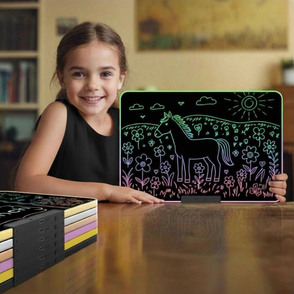 tableau enfant noir LCD jumbo 16 pouces rechargeable  parfait pour les études , l'écriture, le dessin et la famille