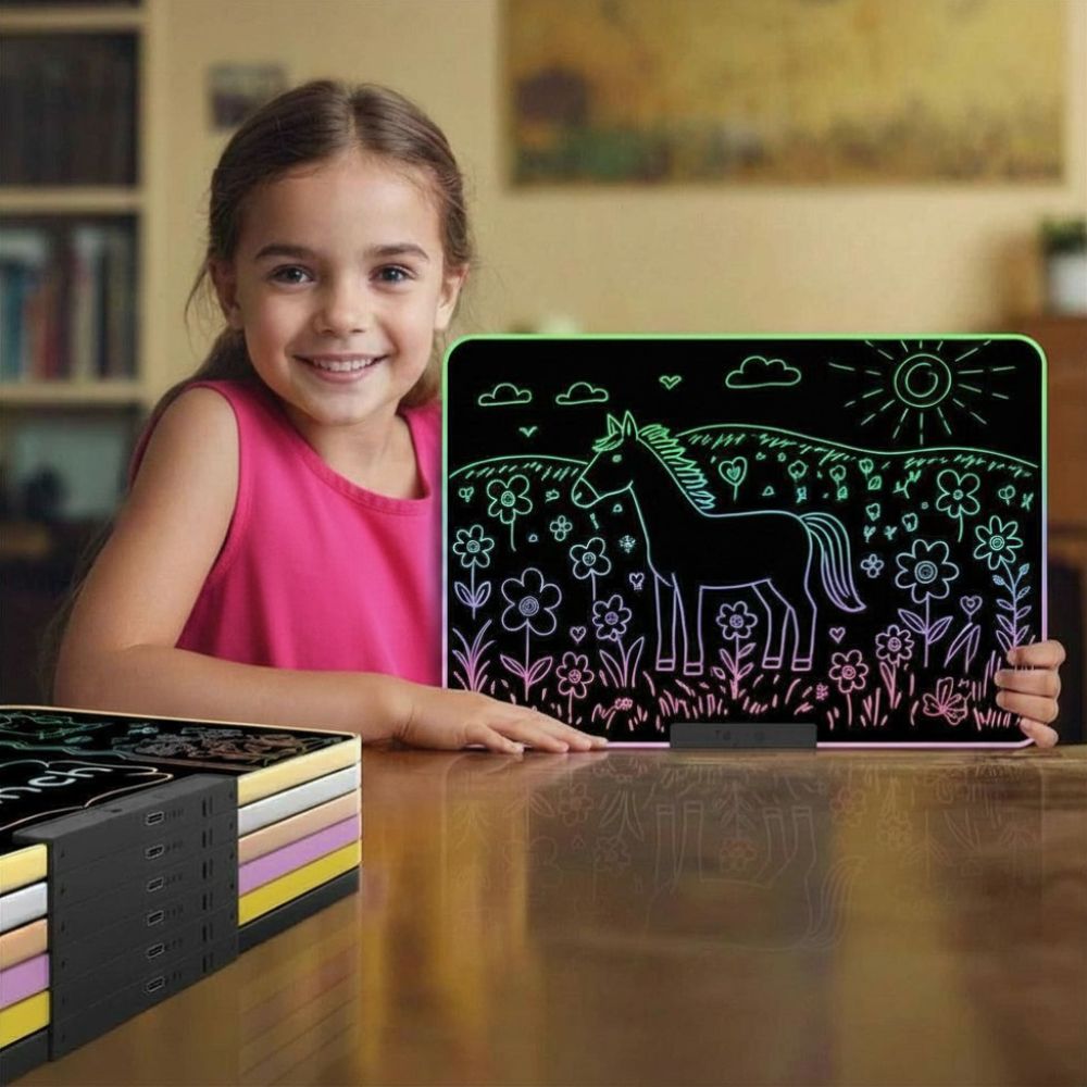 tableau enfant rose LCD jumbo 16 pouces rechargeable  parfait pour les études , l'écriture, le dessin et la famille