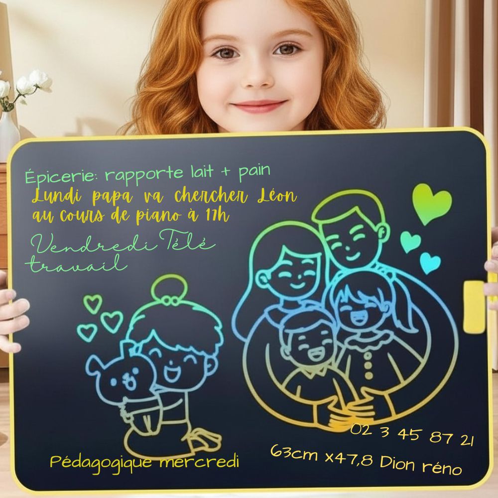 tableau enfant  écriture, dessin xxL  LCD     rechargeable  parfait pour les études , l'écriture, le dessin enfant 3+ans