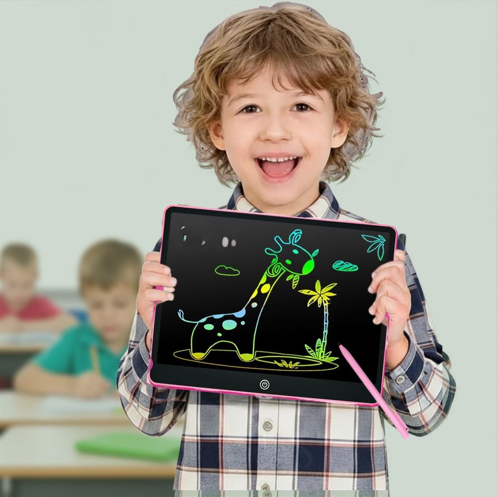 tableau d'écriture pour enfant la Griffonneuse de jeux-Focus.Ardoise magique LCD pour toute la famille JUMBO la préférée en rose