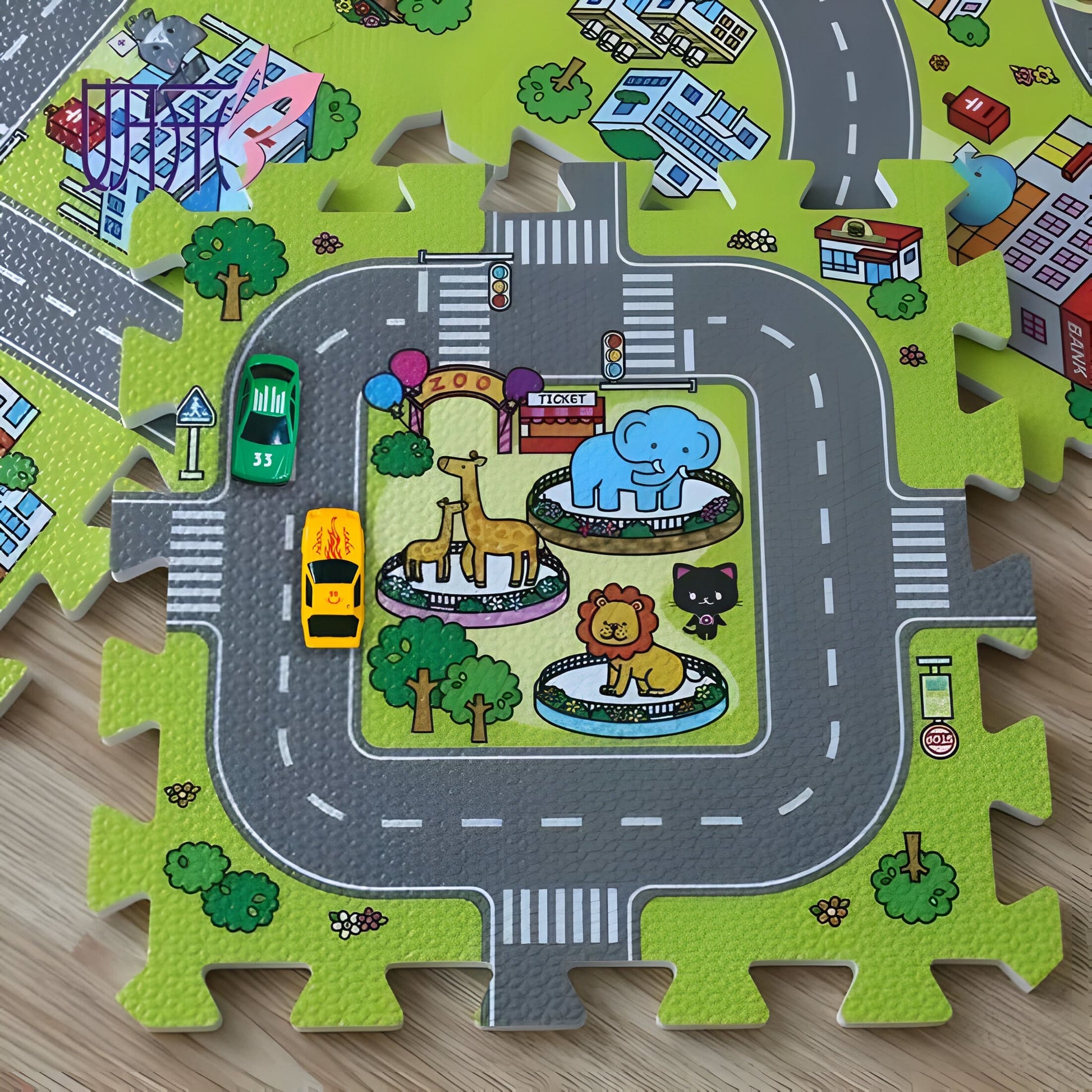 installez rapidement le tapis circuit puzzle dans la salle de jeu une tuile puzzle à la fois