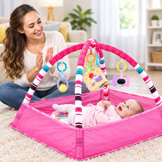 tapis-d-éveil-bébé-jouet-rose