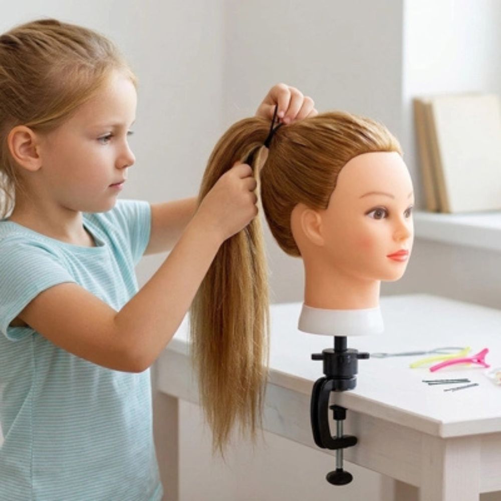 tete a coiffer cheveux longs 100% naturel pourenfant. ado et professionnel fille  6+ans, 