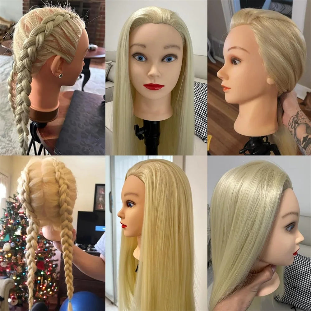  tête à coiffer avec cheveux synthétiques 60 cm plusieurs options de coiffure à réaliser