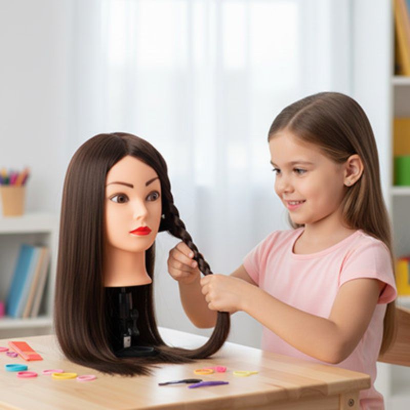 amuse-toi à tresser gonfler et réaliser de grande coiffure avec ta tete à coiffer enfant tete d affiche