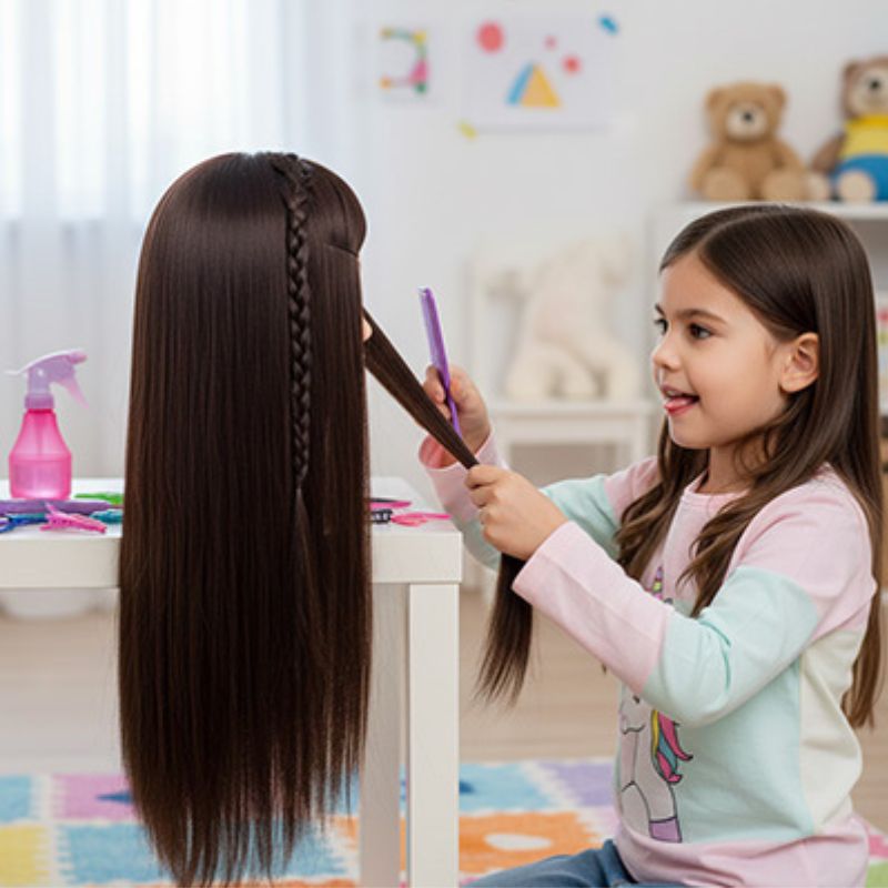 offrez lui une activité créatrice captivante qui l'aide à développer sa concentration grâce a une tete a coiffer enfant