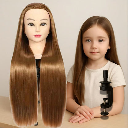 tete a coiffer enfant long cheveux synthétiques châtains roux qui te ressemble