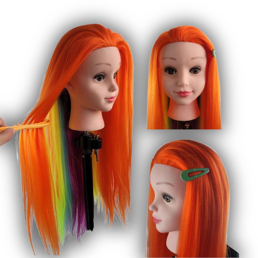 tête à coiffer enfant  orange arc-en-ciel 3-8-ans