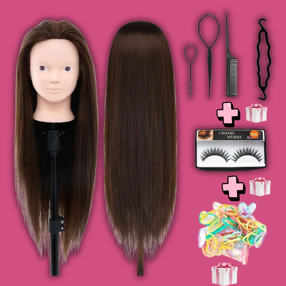 Tête à Coiffer et à Maquiller | Cheveux 60 cm + Faux Cils | Dès 6 ans