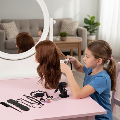 Tete a coiffer pour enfant et adolescente 100% vrais parfait pour fer plat, fer chaud coiffure de tout genre
