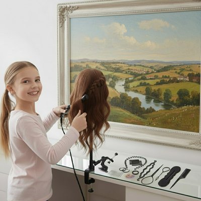 Tete a coiffer une façon ludique de partager des techniques capillaires avec son enfant grâce à la Tête à coiffer Pro 100% cheveux naturel