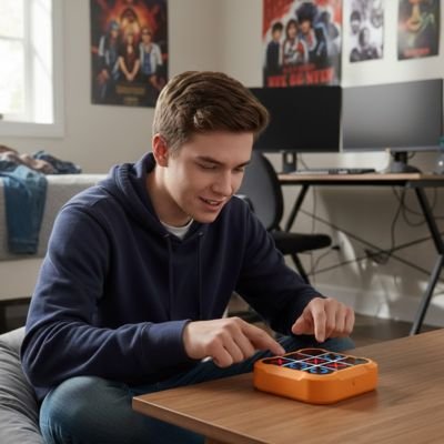 Tic-Tac-Toe électronique orange  Jeu de réflexion et de logique cadeau adolescent, enfant 3ans et plus