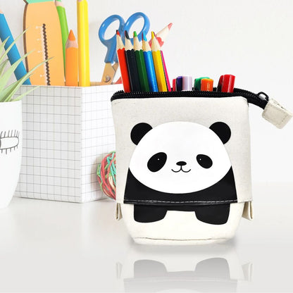 trousse à crayons télescopique modèle Panda en toiletissus rigide et robuste grande capacité