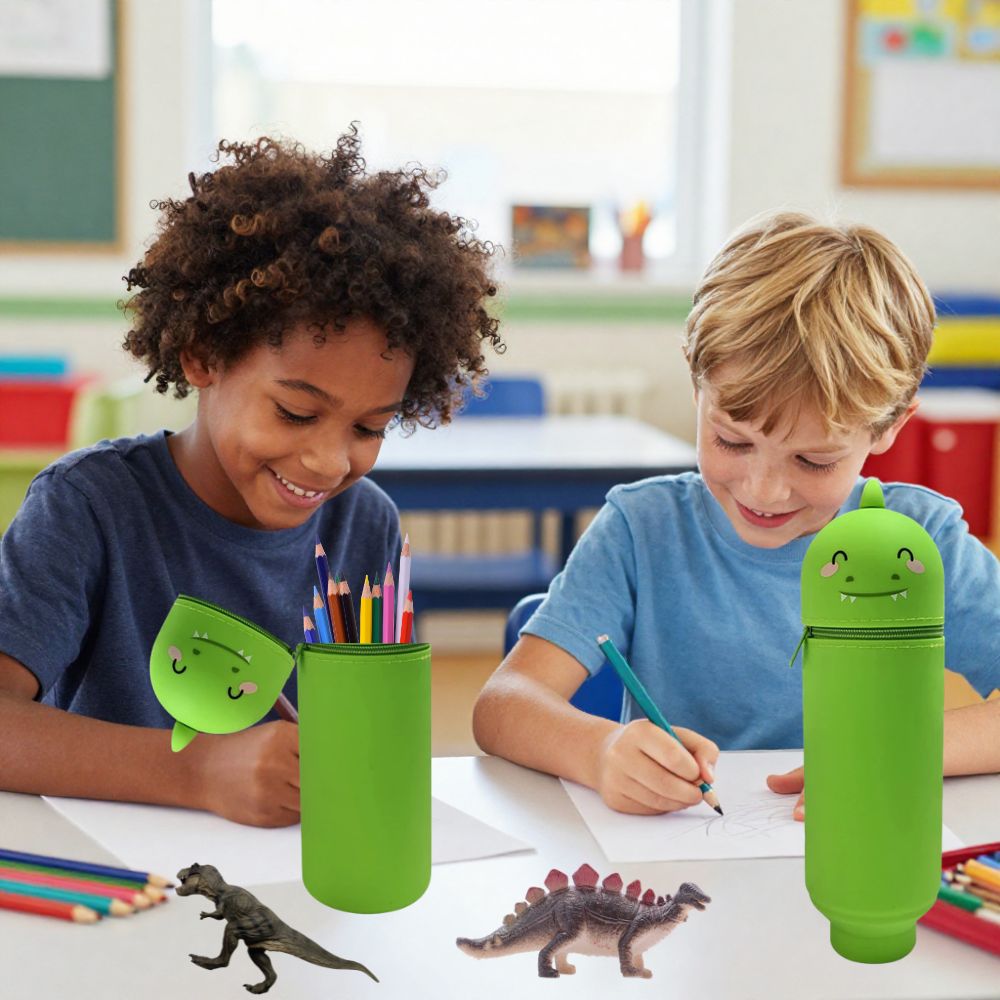trousse scolaire enfant fan de dinosaure se tient debout comme pot à crayons