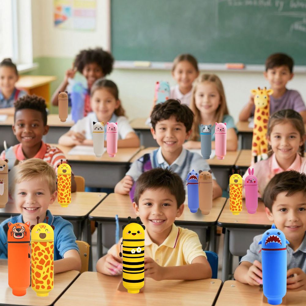 trousse scolaire enfant en silicone maintient debout comme pot à crayons amusant meilleure fourniture scolaire de bureau 
