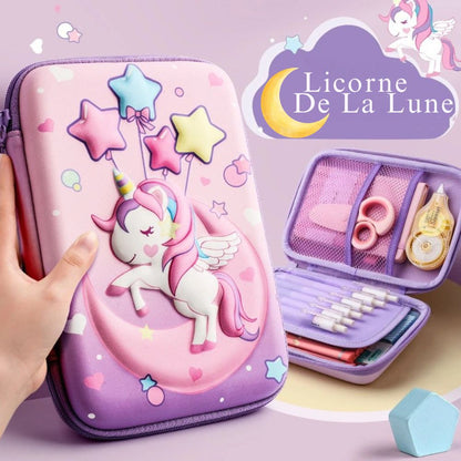 Trousse scolaire fille la licorne 3D 