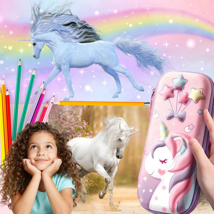 Trousse scolaire fille fan de licorne la version petite trousse à crayons 3D 
