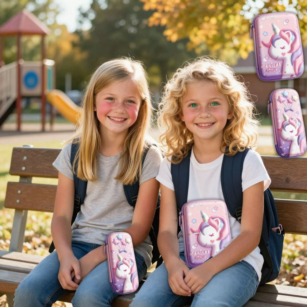 Trousse scolaire fille la licorne 3D 