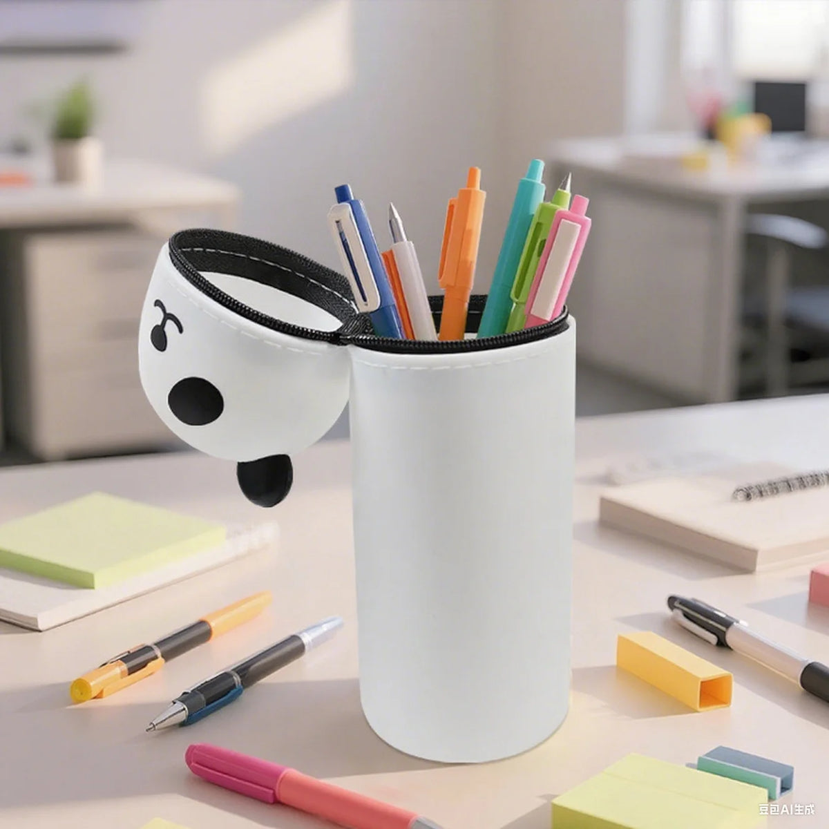 trousse scolaire enfant en silicone verticale panda
