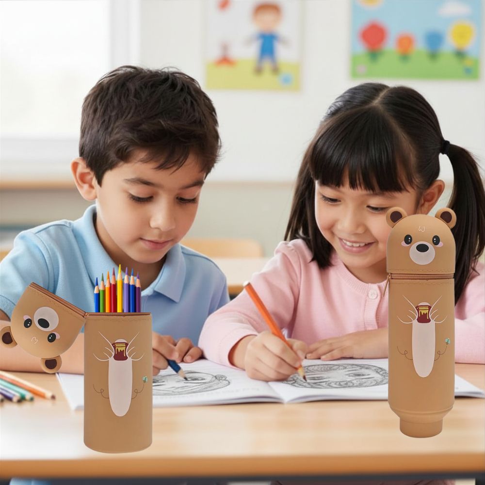 trousse scolaire verticale 2 en 1 le pot à crayons portable préféré des enfants