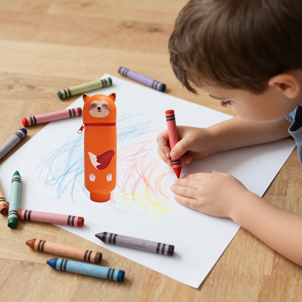 trousse école renard en silicone 2 en 1