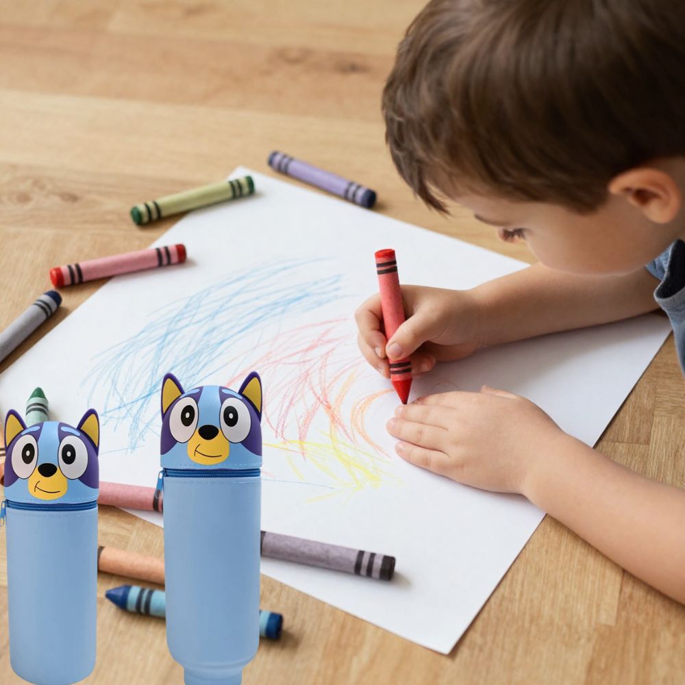 trousses scolaires verticales en forme de chien joyeux silicone 