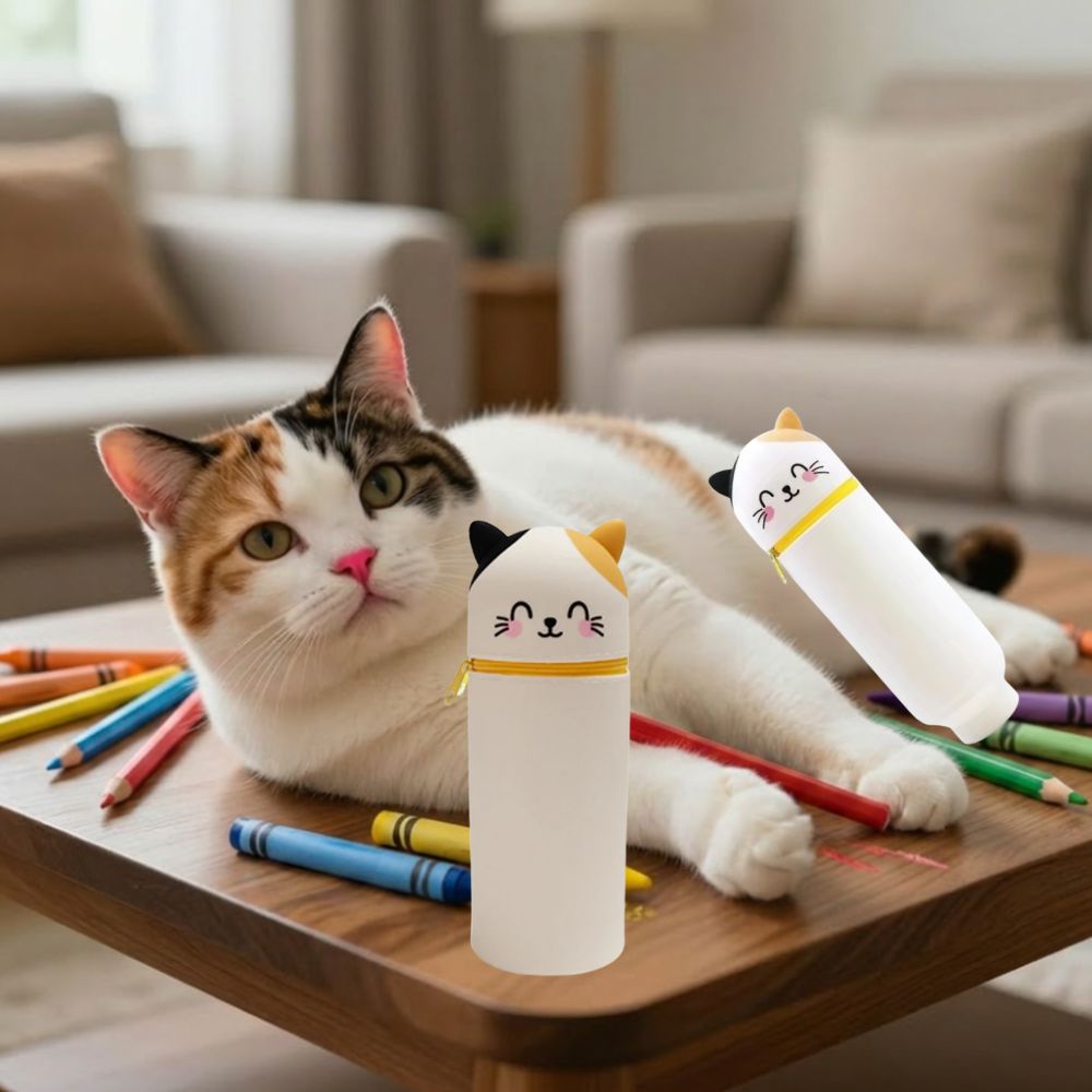 trousses scolaires verticales en forme de chat mignon devient un pot à crayons mezzamis les plus populaires des la écoles 