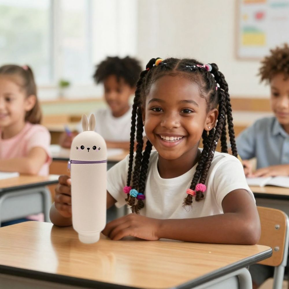 trousses scolaires Mezzamis en forme de lapi blanc crème mignon