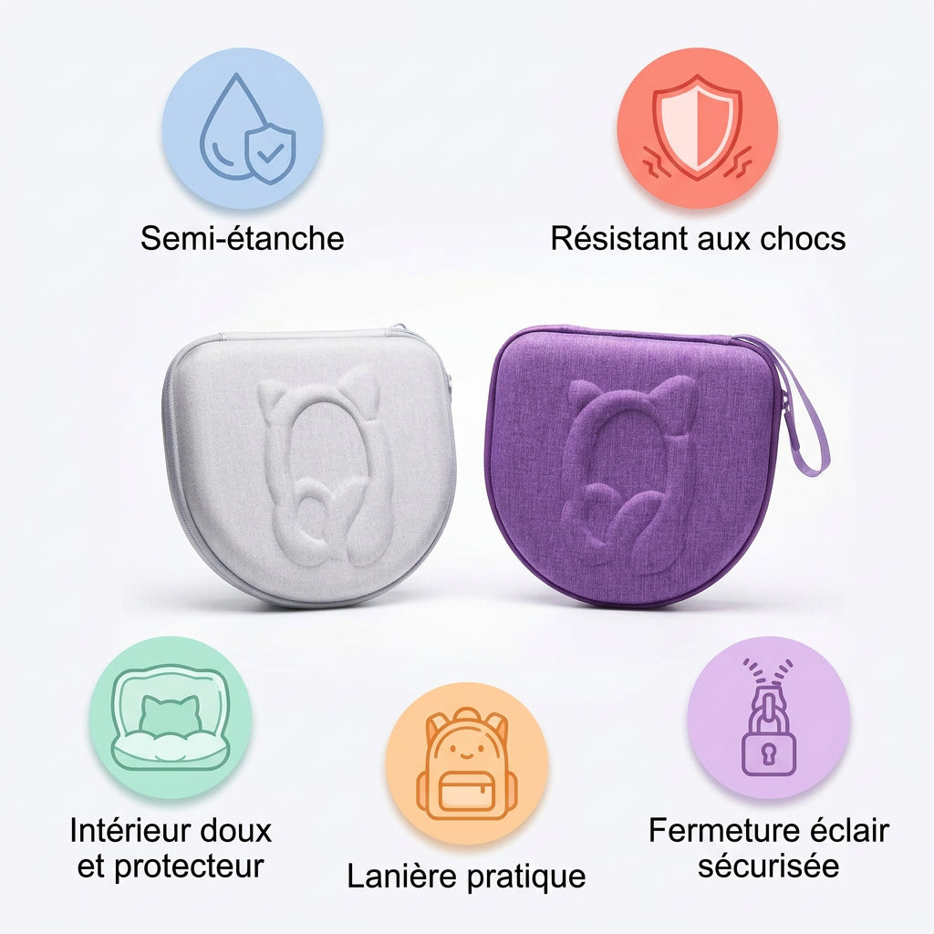 description du sac de transport étui de protection complément des écouteurs miaou