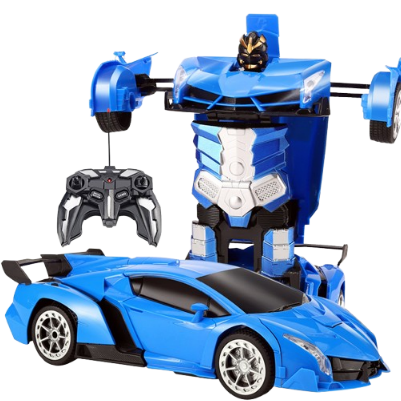 le robot télécommandé transformer bleu et noir la voiture télécommandée enfant que les garcons adorent