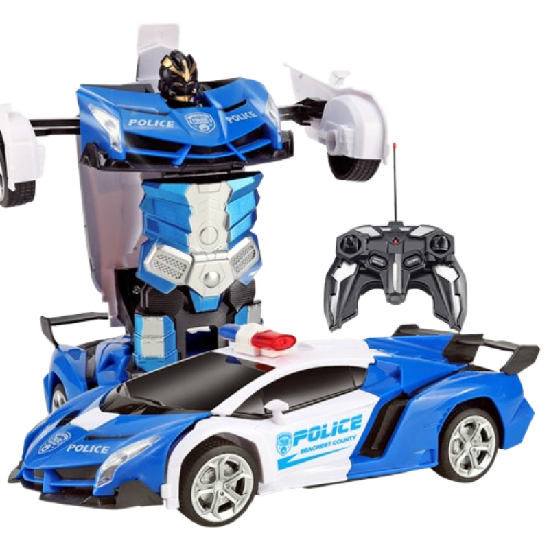 VOITURE TÉLÉCOMMANDÉE ENFANT DE 4 À 9 ANS MODÈLE POLICE BLEU BLANC NOIR AVEC LUMIÈRE DE POLICE GYROPHARE ET SON