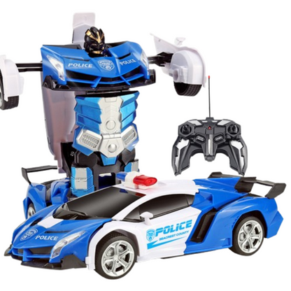 VOITURE TÉLÉCOMMANDÉE ENFANT DE 4 À 9 ANS MODÈLE POLICE BLEU BLANC NOIR AVEC LUMIÈRE DE POLICE GYROPHARE ET SON