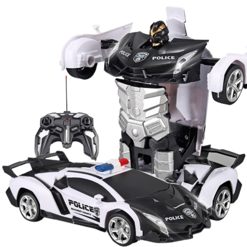 voiture télécommandée de police modèle noir et blanc avec gyrophare lumineux