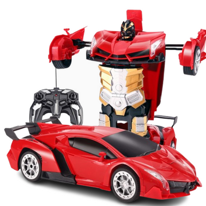 modèle de la voiture télécommandée enfant ROUGE  transformer avec robot télécommandé